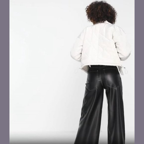 Violet Romance Size 4 Womens Quilted Short Jacket Coat in Stone - Picture 5 of 12